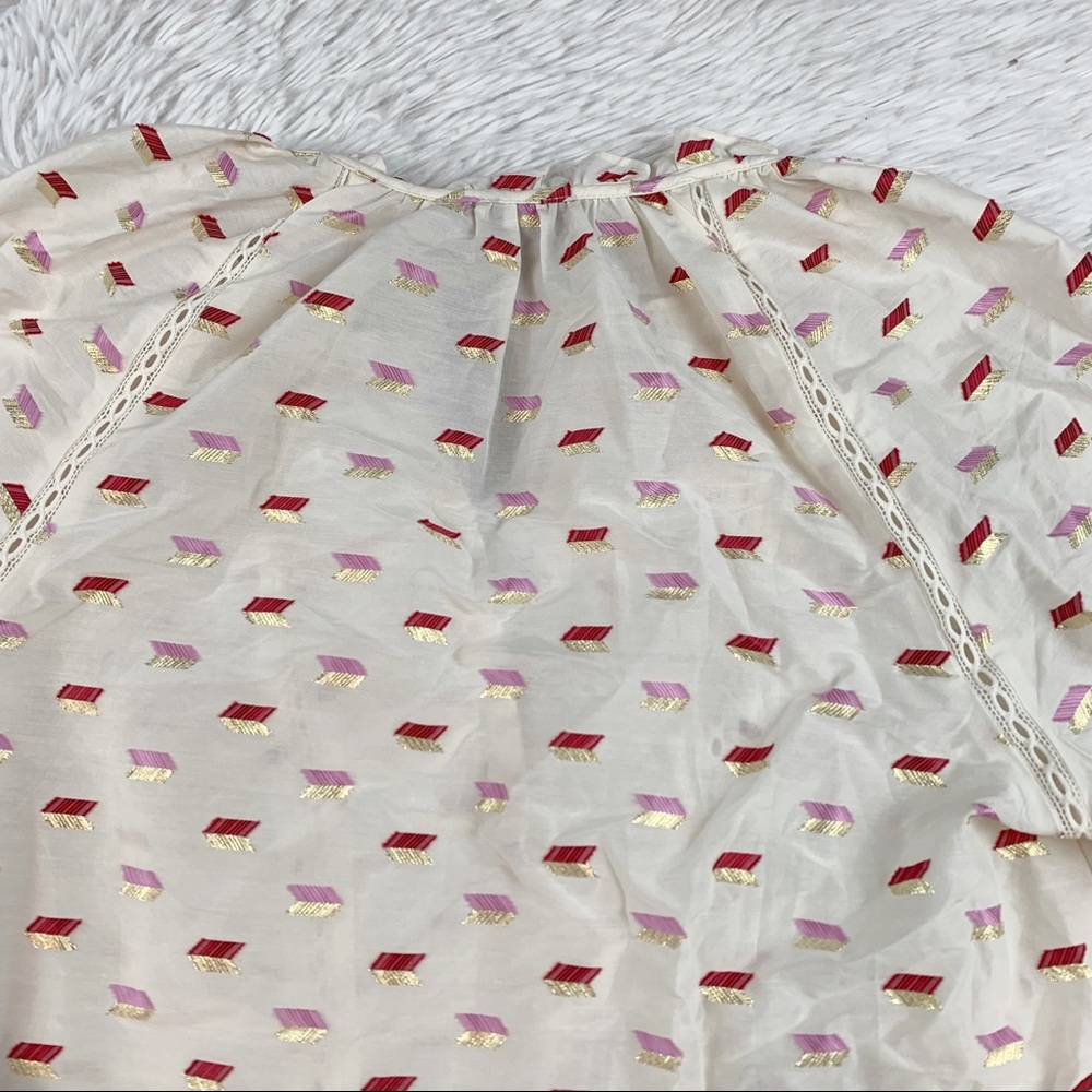 J‎ crew Point Sur long sleeve tie neck metallic clip dot blouse top - Picture 9 of 9